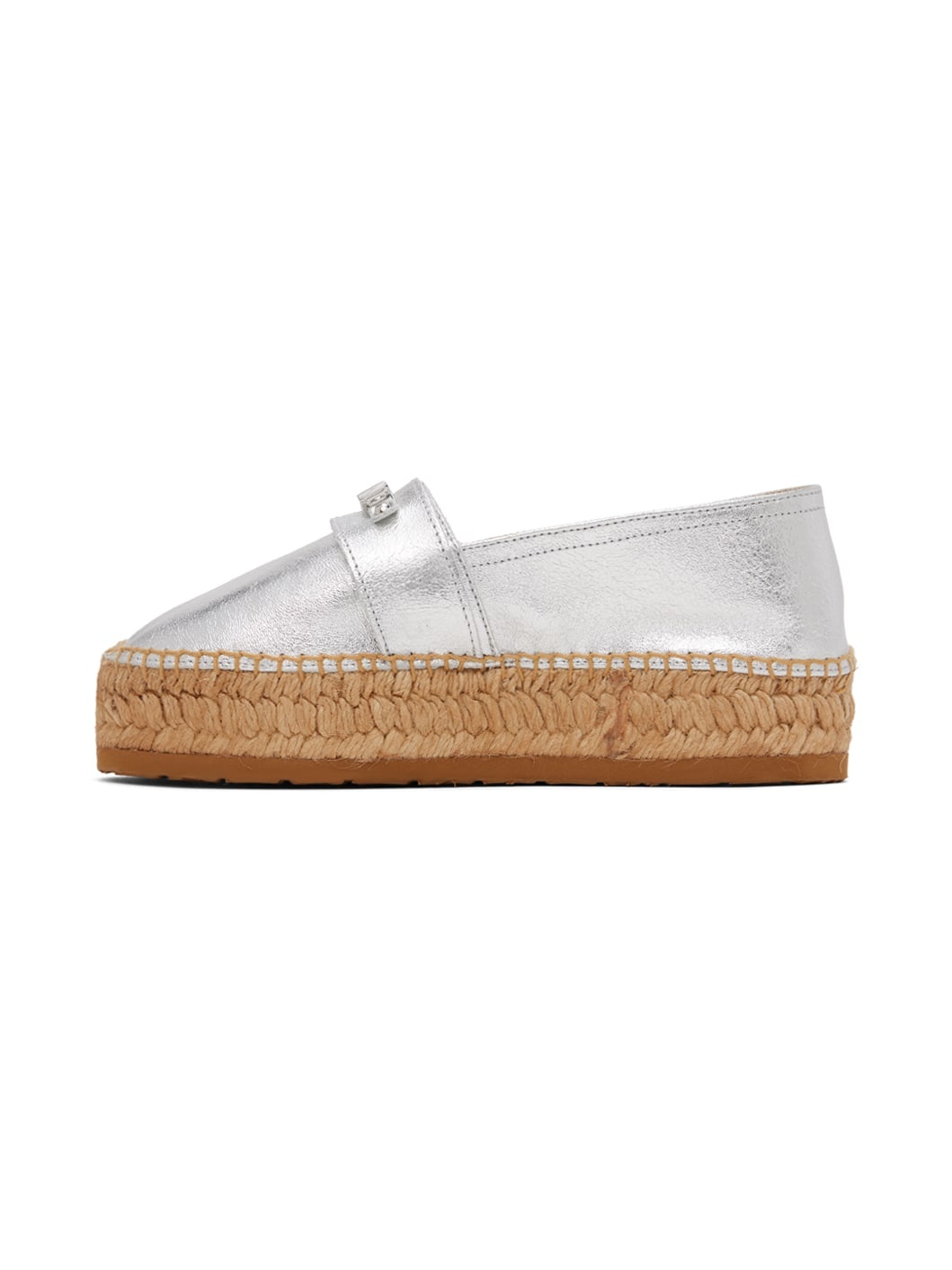 Silver Mini Lettering Laminated Espadrilles - 3