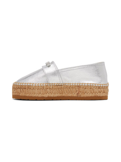 Moschino Silver Mini Lettering Laminated Espadrilles outlook