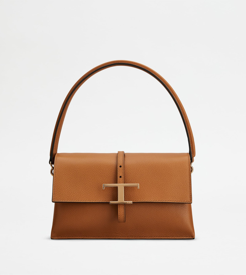 T TIMELESS FLAP BAG IN LEATHER MINI - BROWN 1