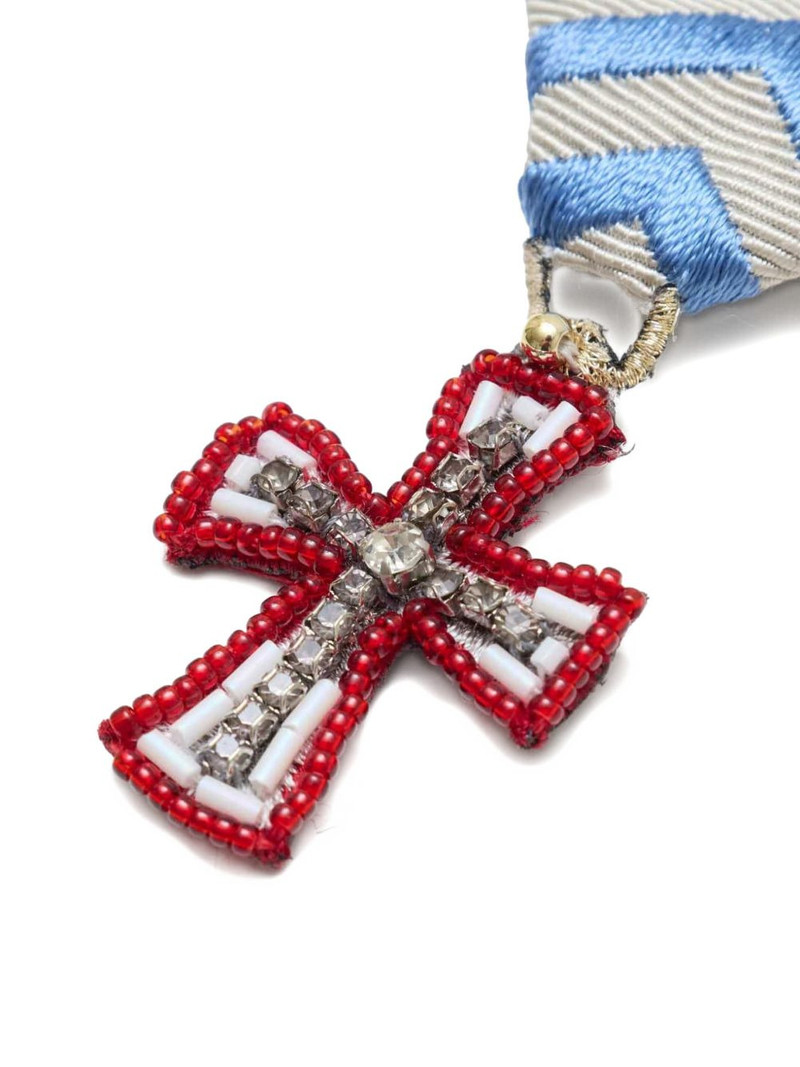 beaded-cross chevron-ribbon medal brooch 3
