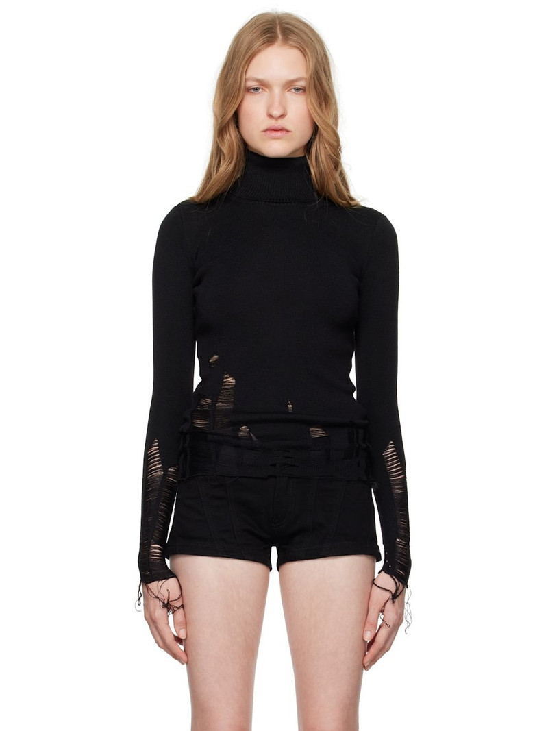 Black Distressed Turtleneck 1