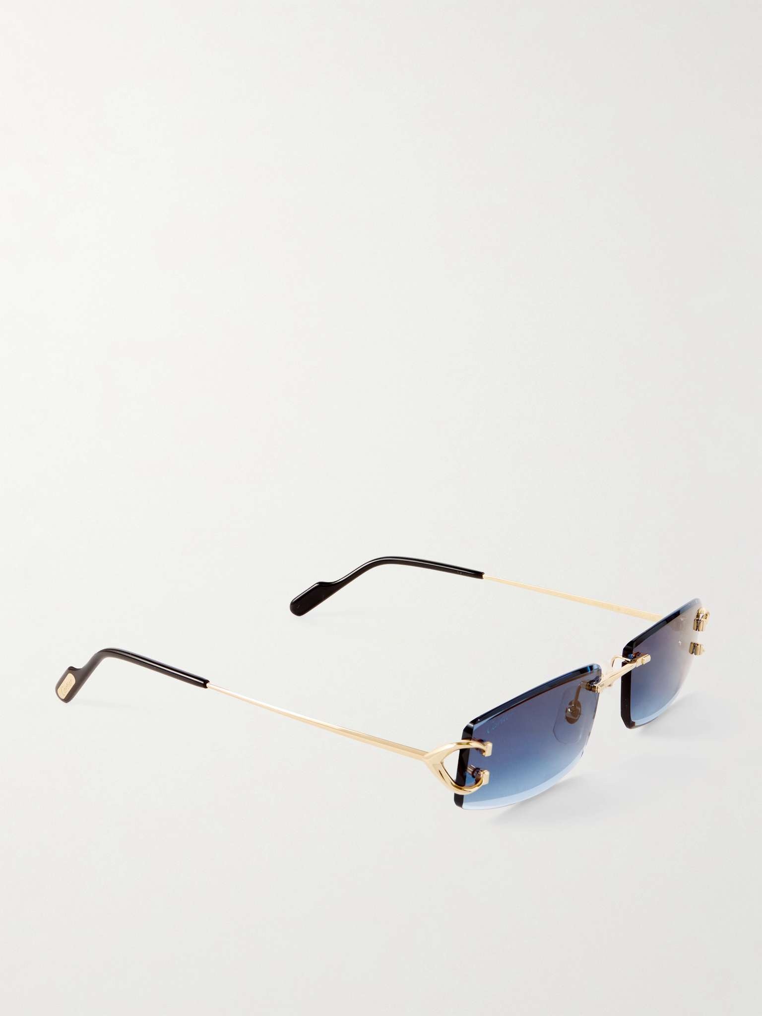 C De Cartier Rimless Rectangle-Frame Gold-Tone Sunglasses - 3