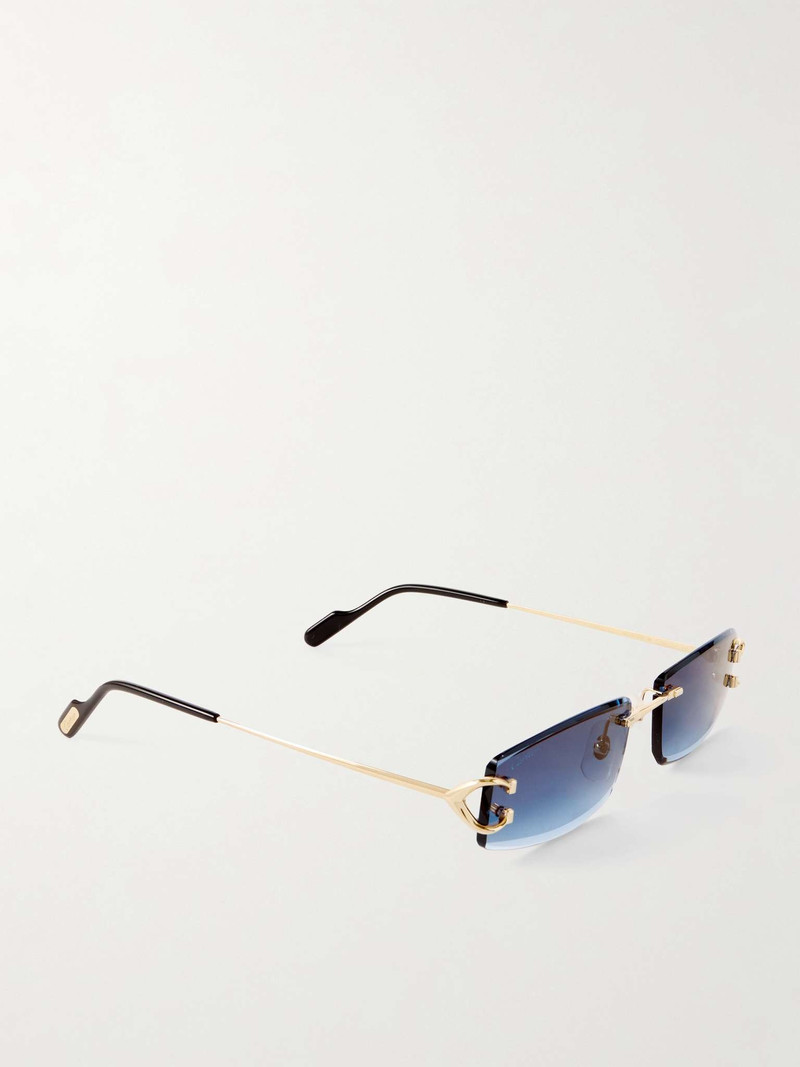 C De Cartier Rimless Rectangle-Frame Gold-Tone Sunglasses 3