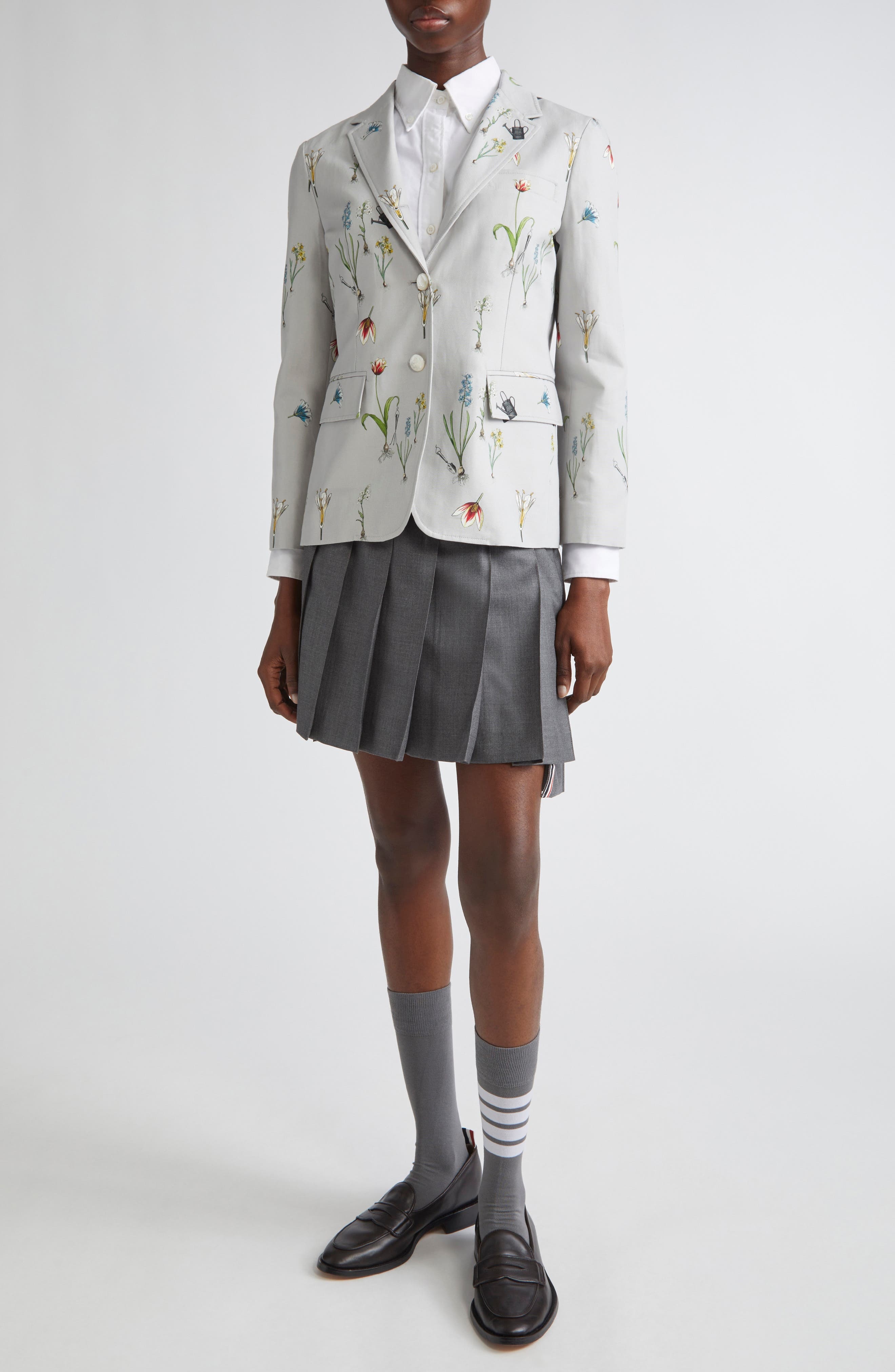Thom Browne Fit 1 Botanical Print Cotton & Linen Blazer in Medium Grey at Nordstrom - 2
