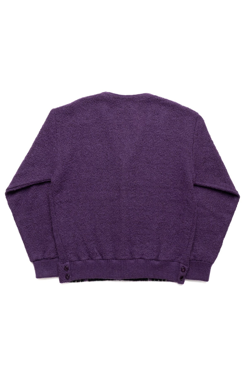 NEEDLES Knit Cardigan Crepe Weave Stripe - Purple outlook