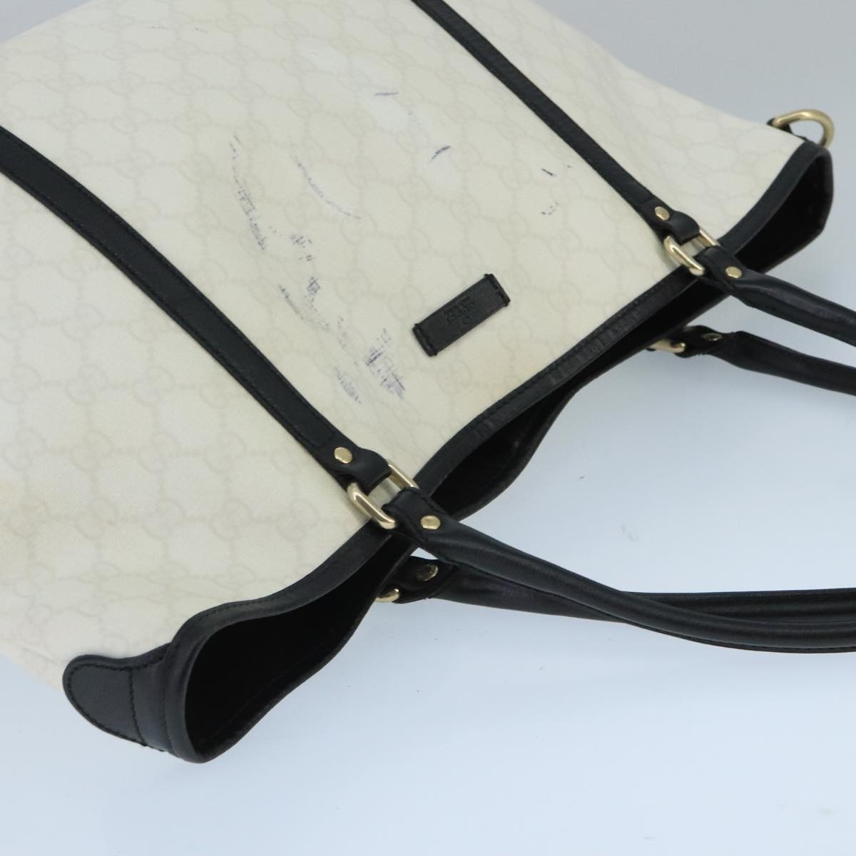 GUCCI GG Supreme Tote Bag Pvc Gold White - 6