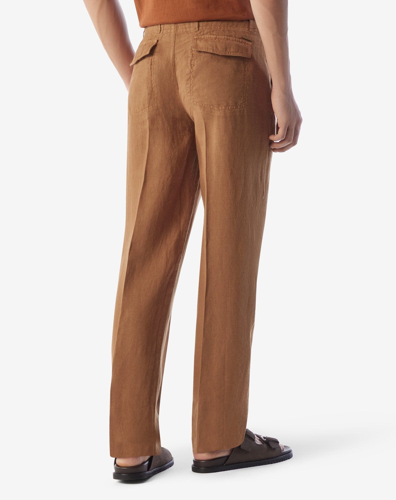 Rusty brown pure linen trousers - 3