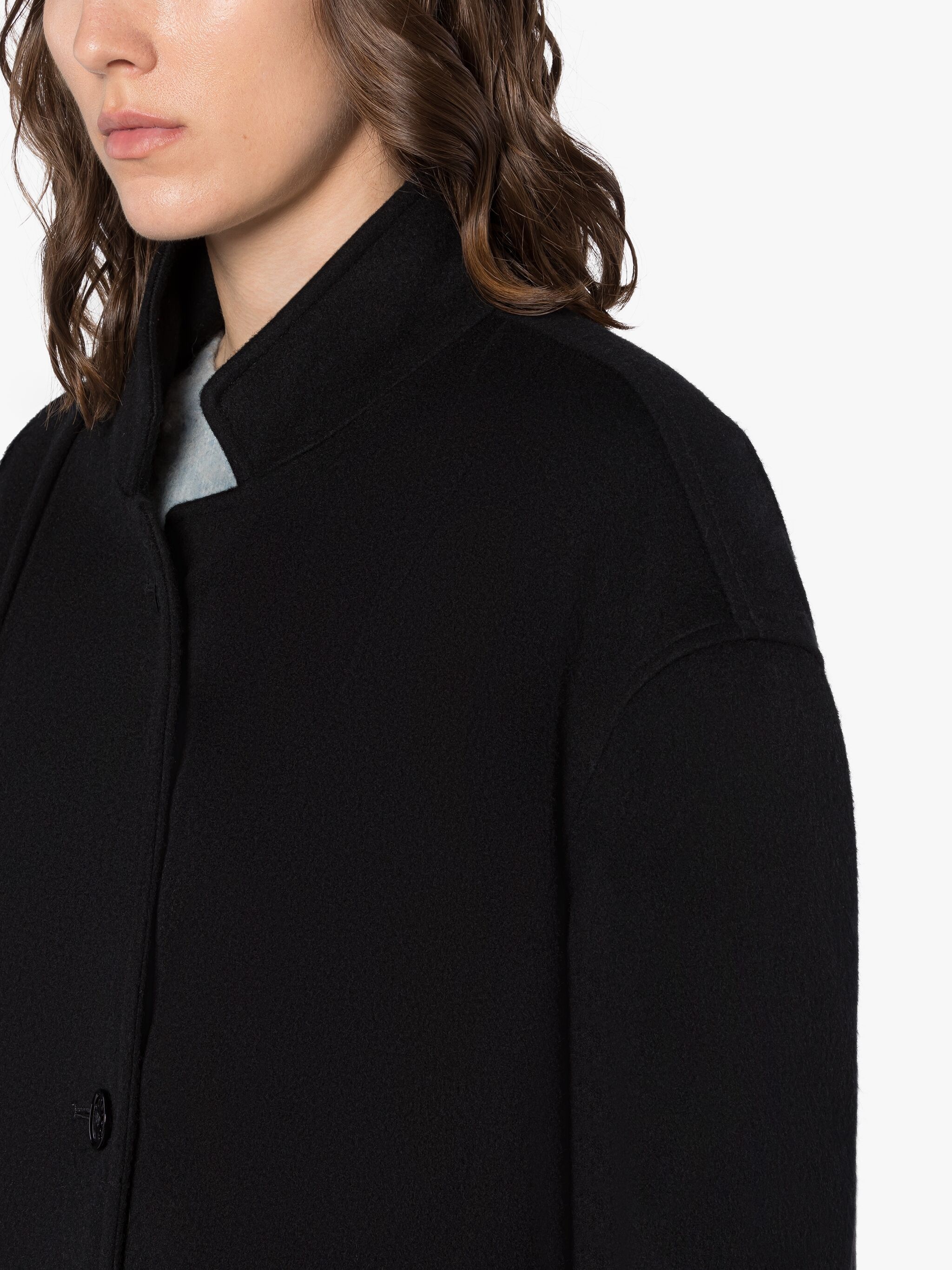 FREDDIE BLACK WOOL & CASHMERE COCOON COAT - 5