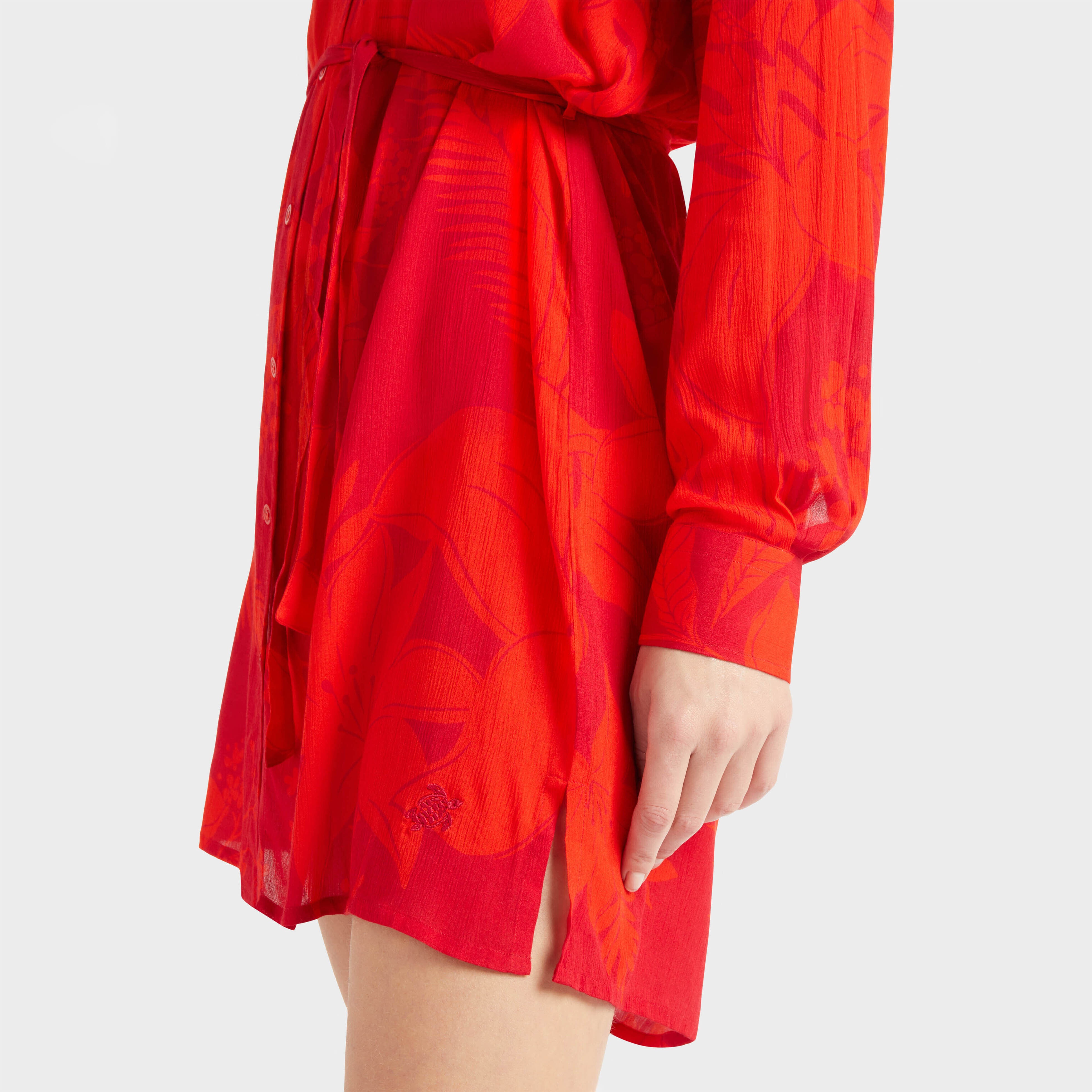 Women Viscose Shirt Dress Flower Power - 6