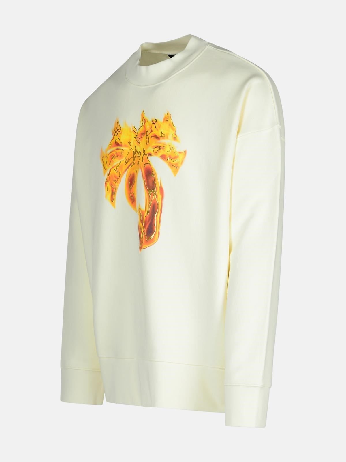 'BURNING PALM' CREAM COTTON SWEATSHIRT - 2