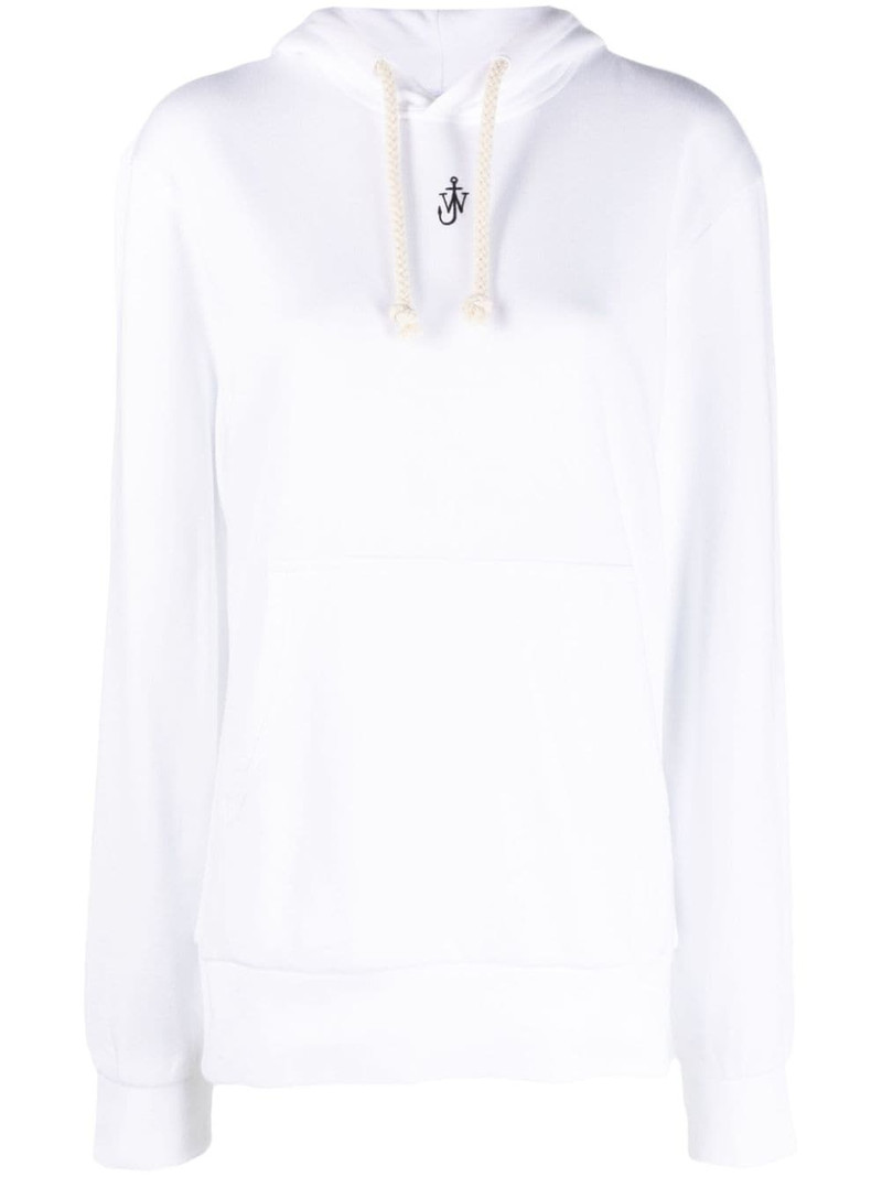 logo-embroidered cotton blend hoodie 1