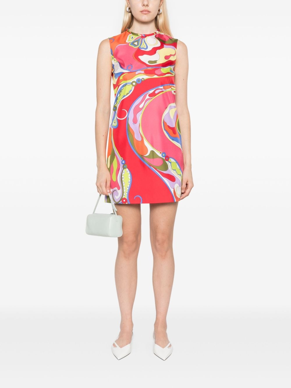 Orchidee-print silk mini dress - 2