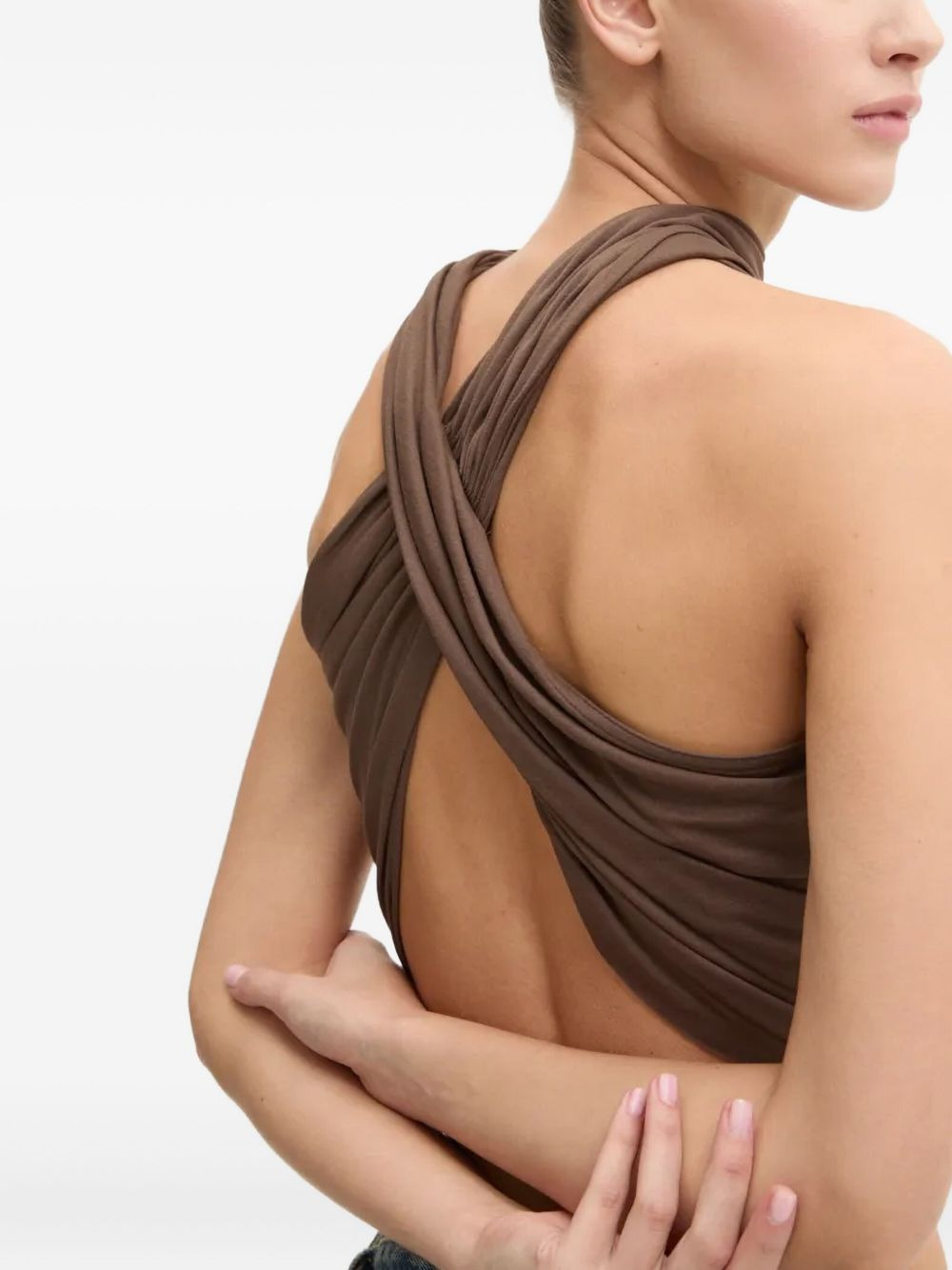 draped halter-neck top - 3