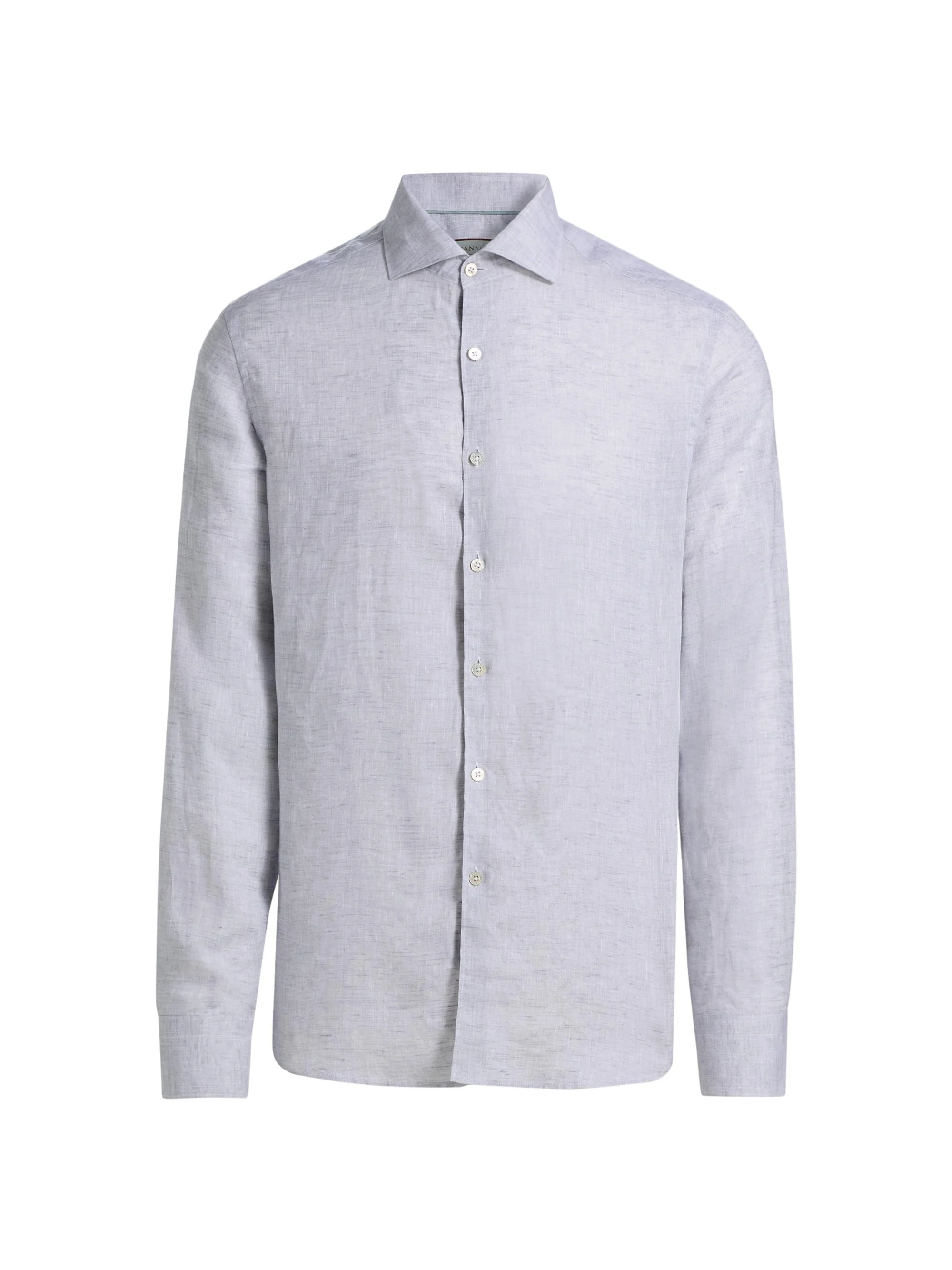 Men's Linen Button-Front Shirt - Light Grey - 1