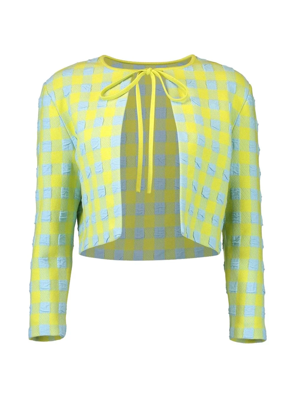 gingham-pattern tie-fastening cardigan - 1