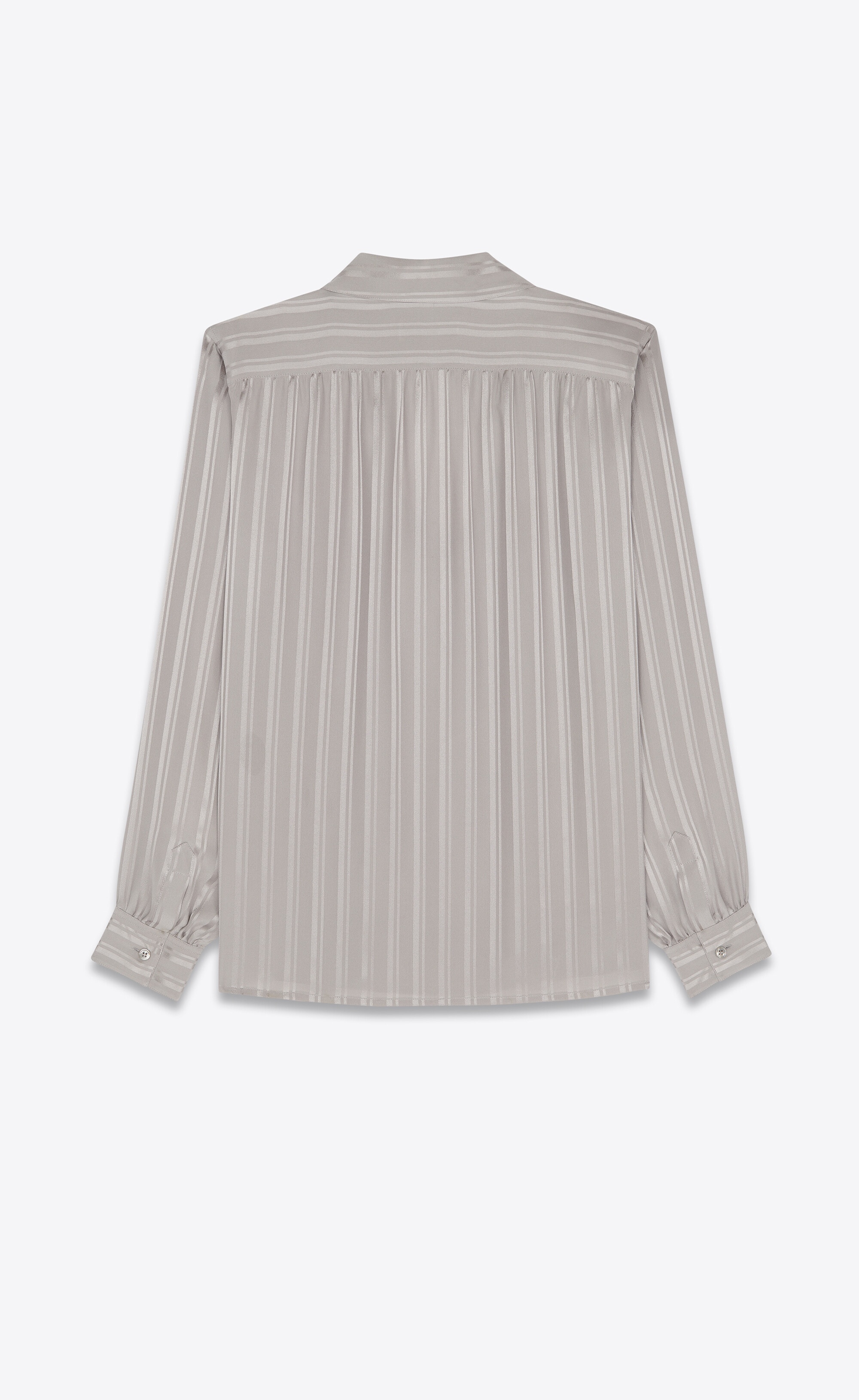 lavallière-neck blouse in matte and shiny striped silk - 5