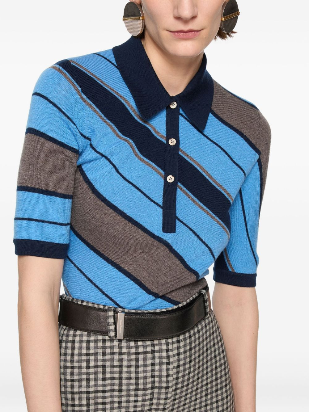 diagonal-stripe polo shirt - 4