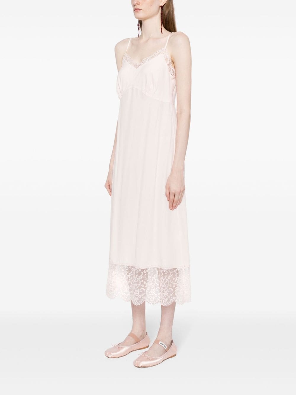 lace-trim slip dress - 6