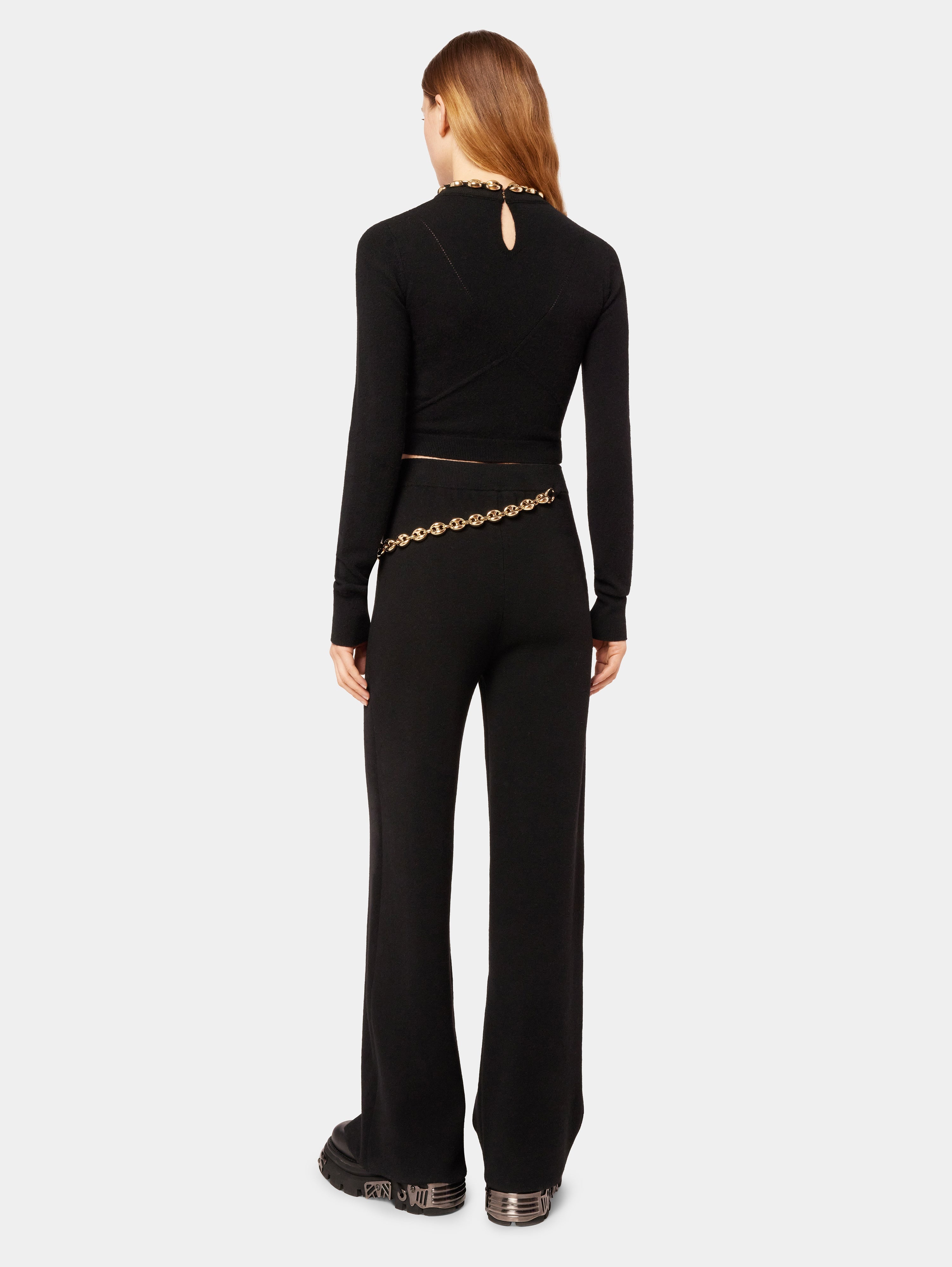 BLACK TROUSERS WITH EIGHT GOLD LINKS CHAIN - 5