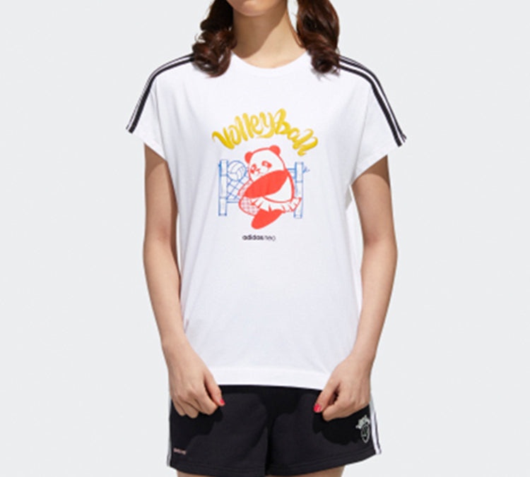 adidas neo Panda Tee Printing Loose Short Sleeve White GK1561 - 3