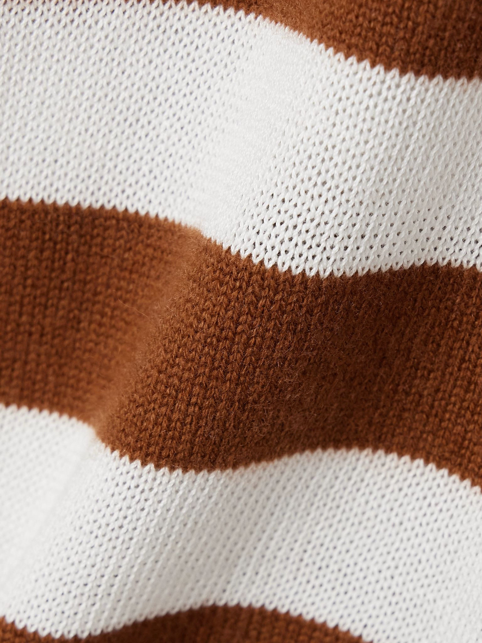 Striped cashmere and cotton-blend polo shirt Brown - 4