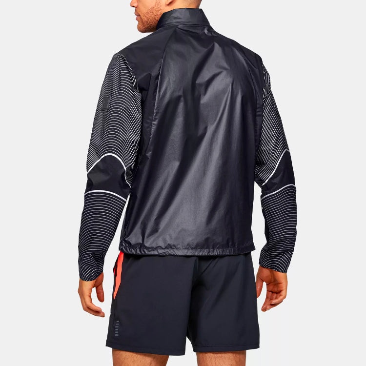 Men's Under Armour Run Impasse Reflect Stripe Pattern Stand Collar Long Sleeves Jacket Black 1350944 - 5