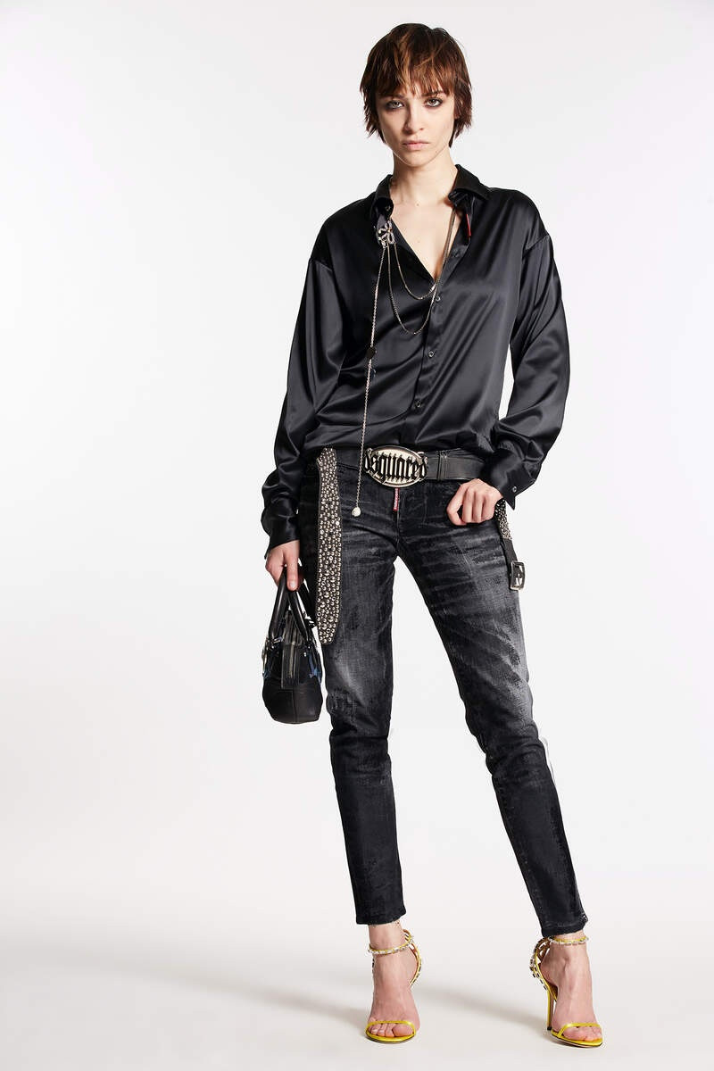 BLACK FLOCK WASH JENNIFER JEANS 1