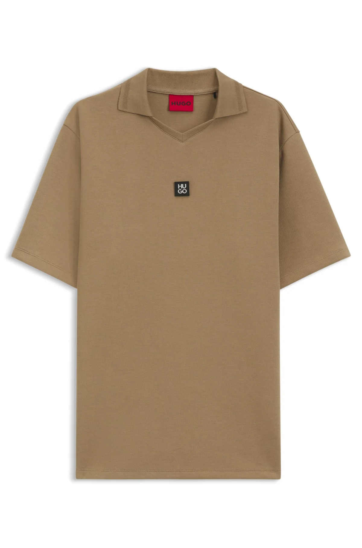 STRUCTURED COTTON-BLEND POLO SHIRT WITH JOHNNY COLLAR - 1