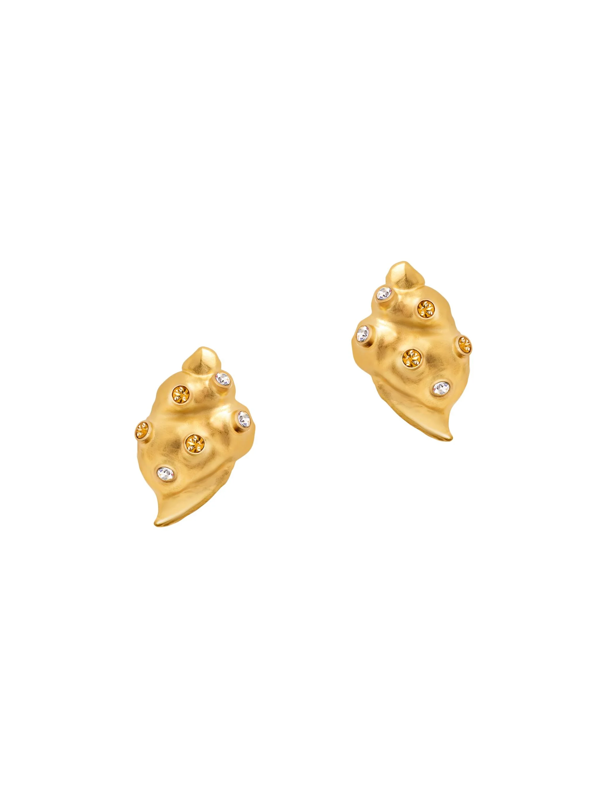 Women's Seashell 24K-Gold-Plated & Glass Crystal Stud Earrings - Golden Shadow - 1