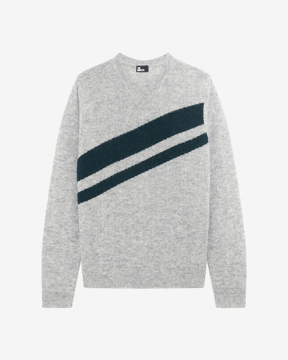 SWEATER WITH CONTRASTING GRAY STRIPES - 1
