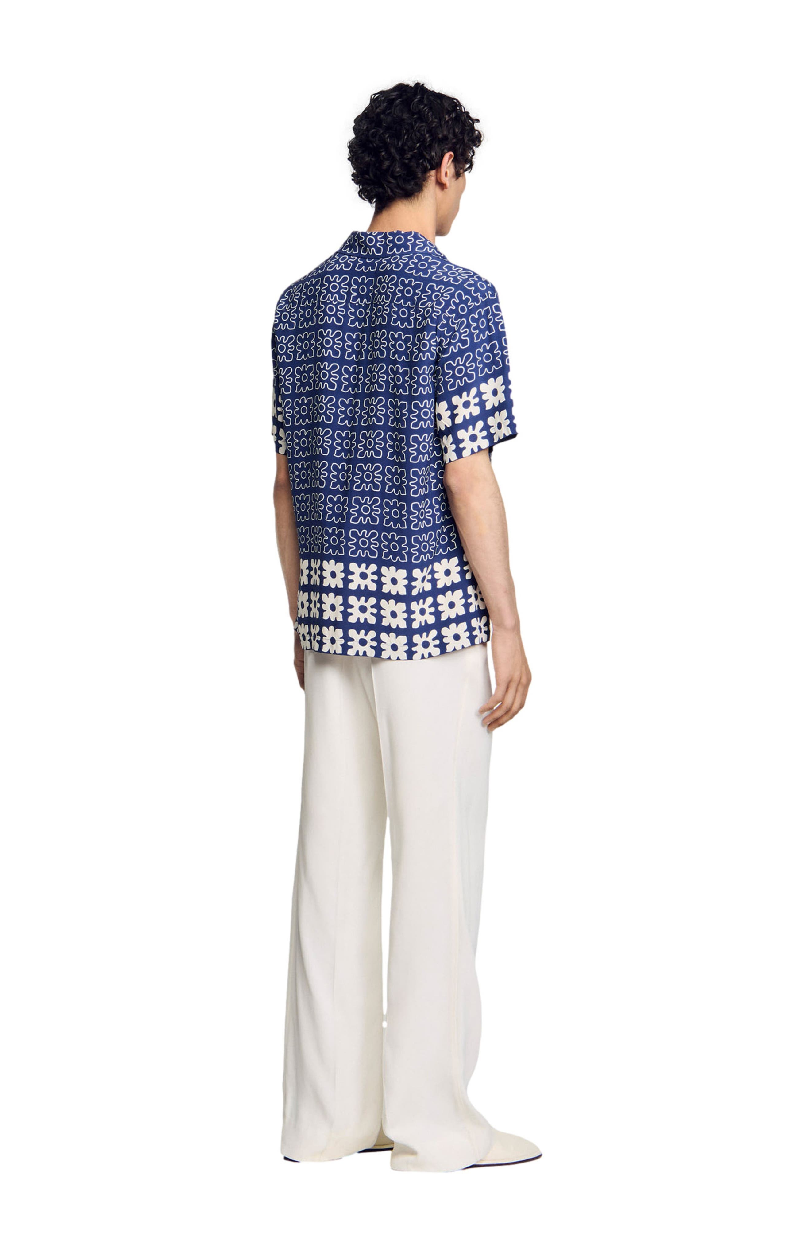 SANDRO Floral motif shirt in Midnight Blue at Nordstrom - 2