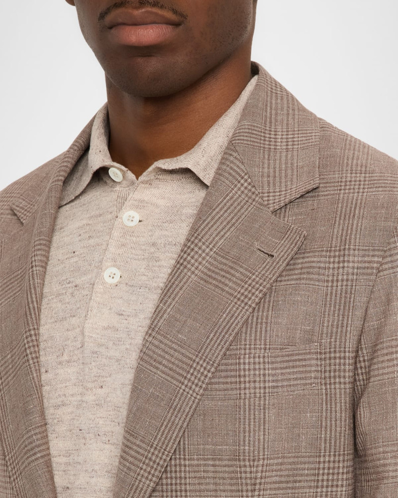 Men's Wool, Silk and Linen Glen Plaid Suit Jacket 5