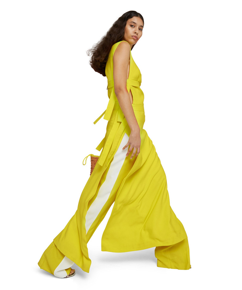 MSGM Viscose long dress with wide slit and bows outlook