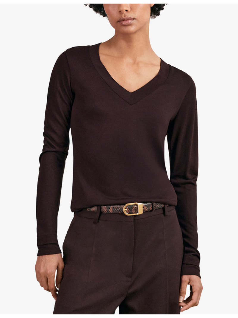REISS Brady V-neck fine-knit top outlook