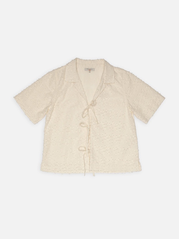 Moa Tie Fringe Shirt Offwhite - 2