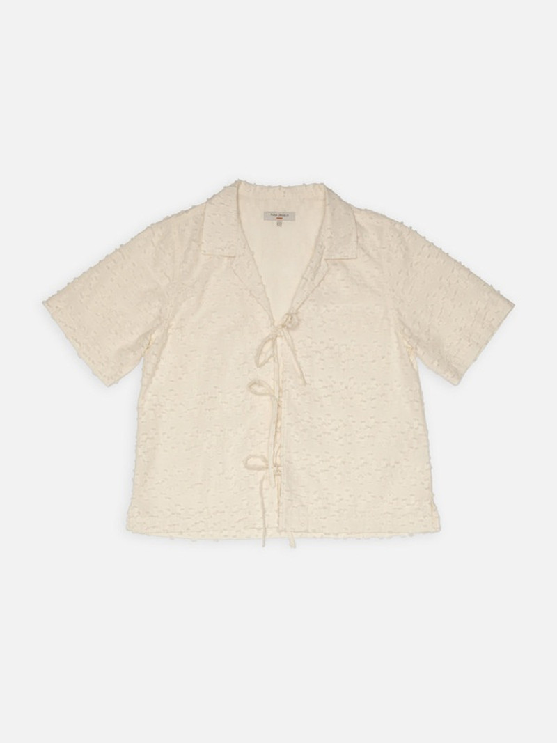Nudie Jeans Moa Tie Fringe Shirt Offwhite outlook