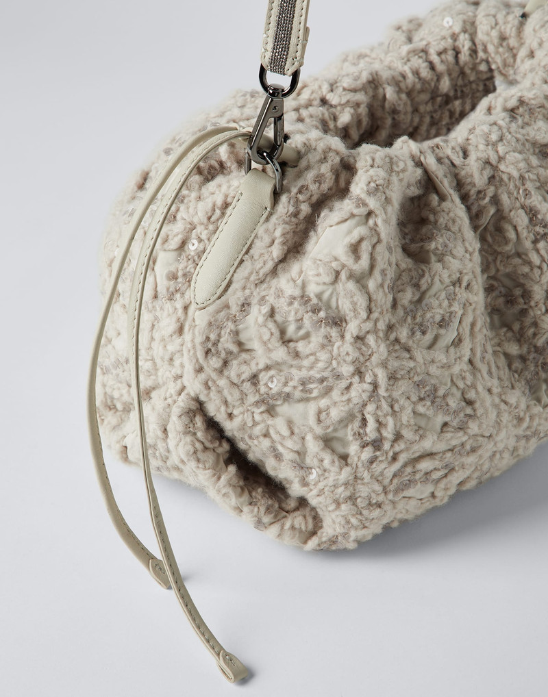 Dazzling flowers embroidery bag with shiny strap 3