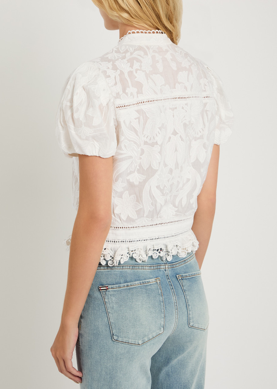Alice + Olivia Loryn Embroidered Cotton Blouse - 3