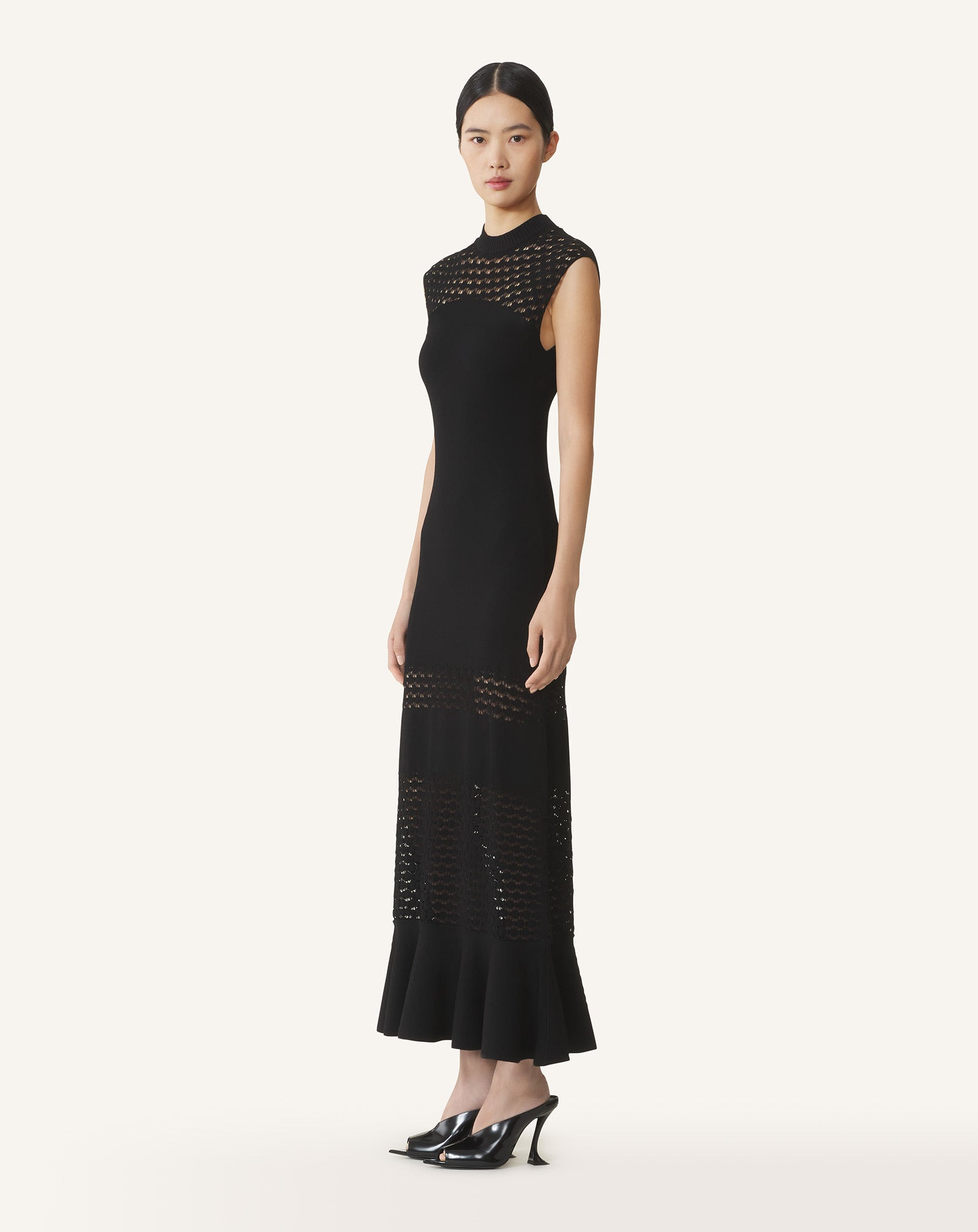 LACE DETAIL VISCOSE DRESS - 3