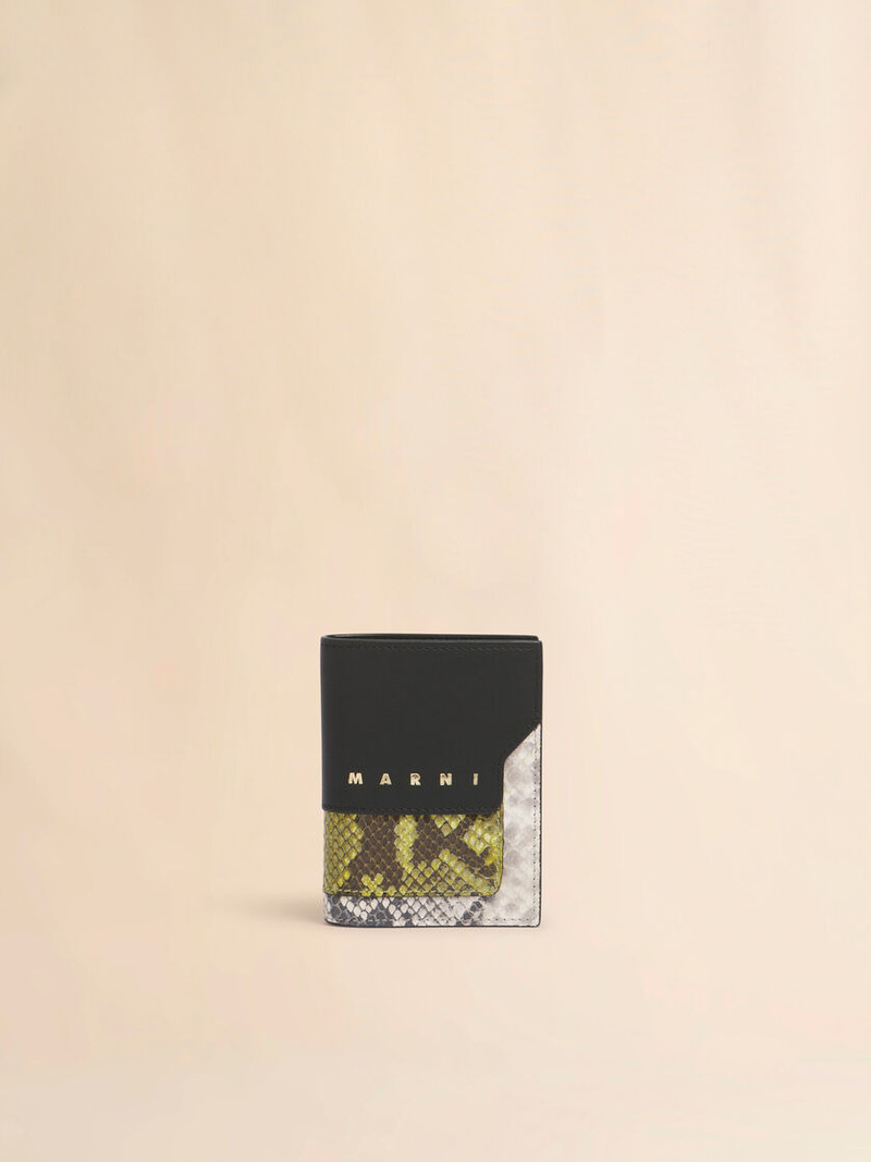 BLACK, GREEN AND GRAY LEATHER BIFOLD WALLET 1