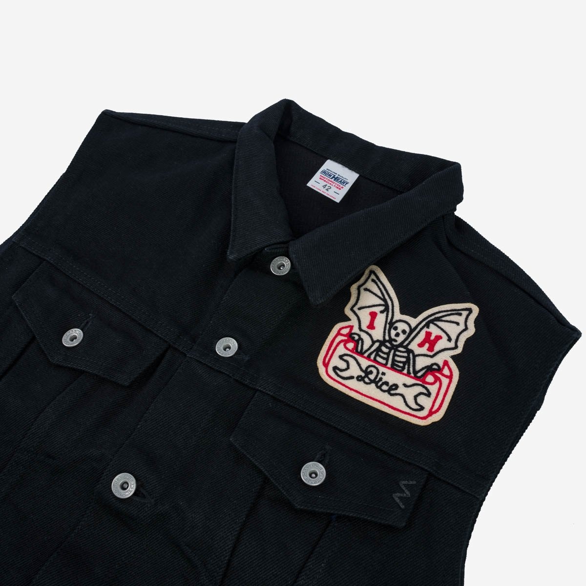 IHV-IHxDM-01 Iron Heart x DicE x Giulio Miglietta Collaboration 21oz Non-Fade Denim Type III Vest wi - 9