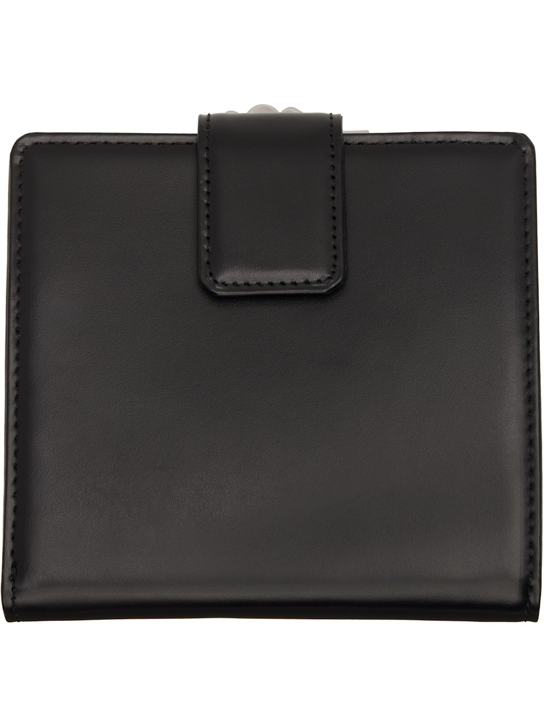Black Glossy Smooth Leather Small Wallet - 2