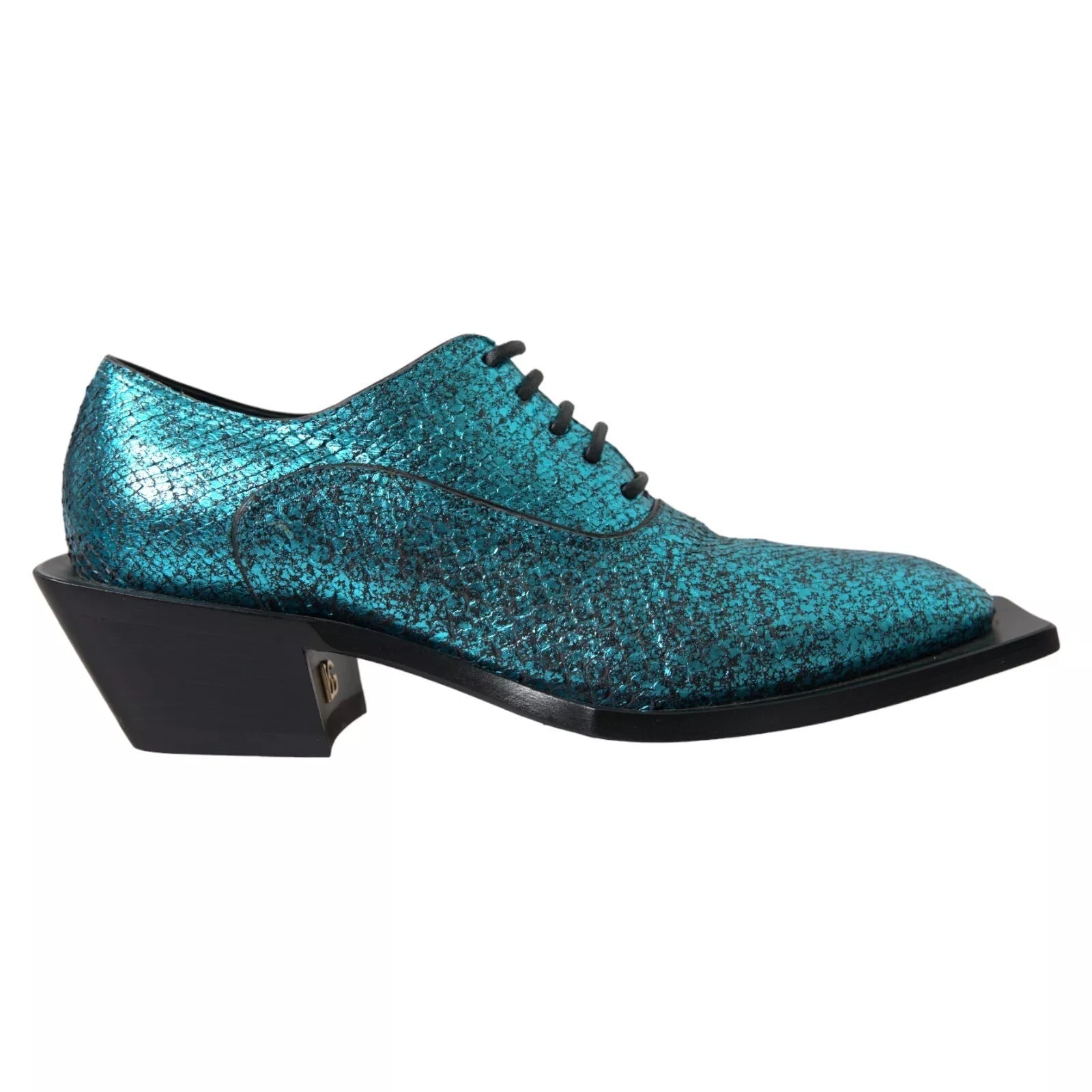 Dolce & Gabbana Teal Derby Block Heel Shoes - 1