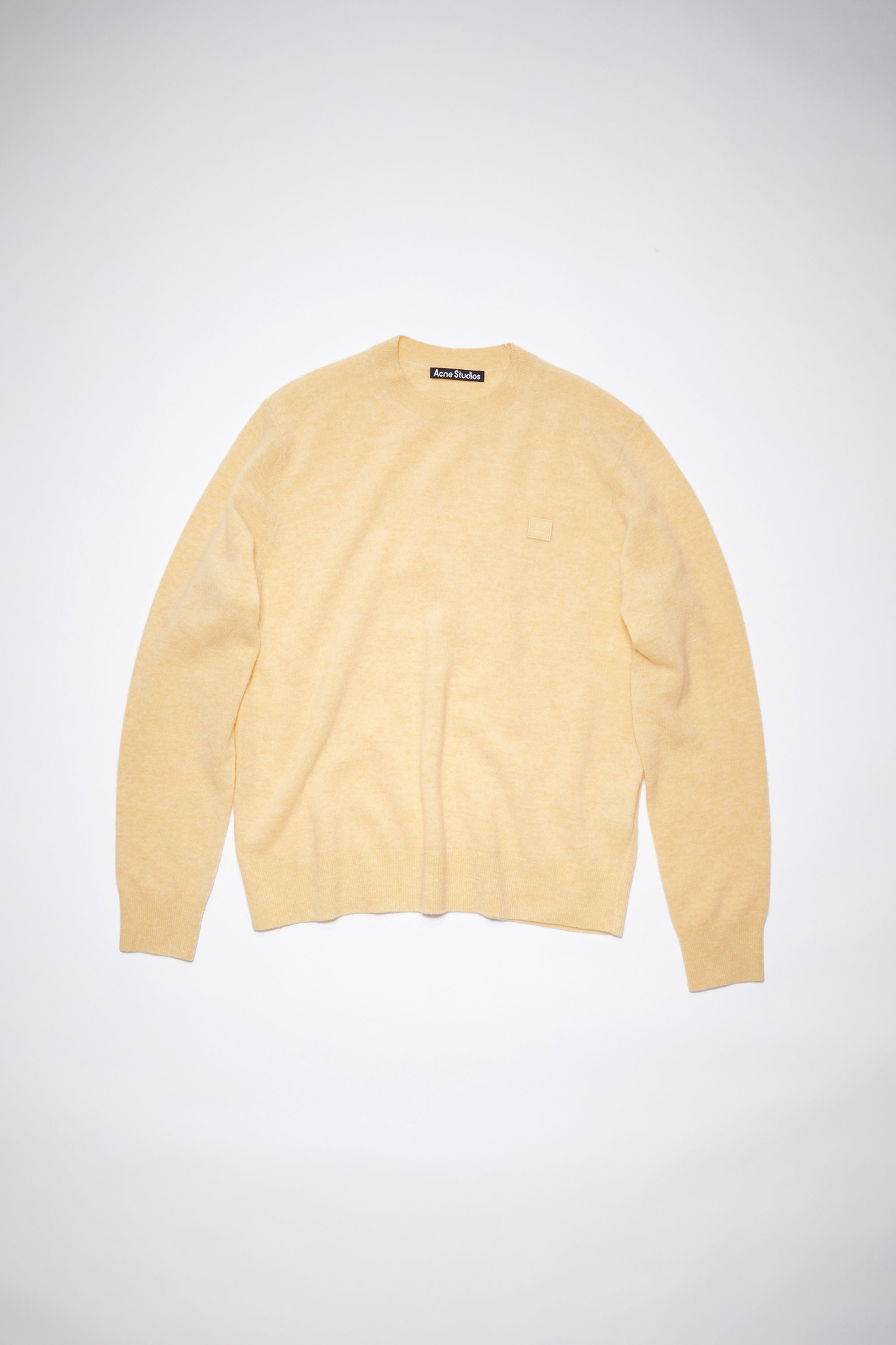 Wool crew neck sweater - Light yellow melange - 5
