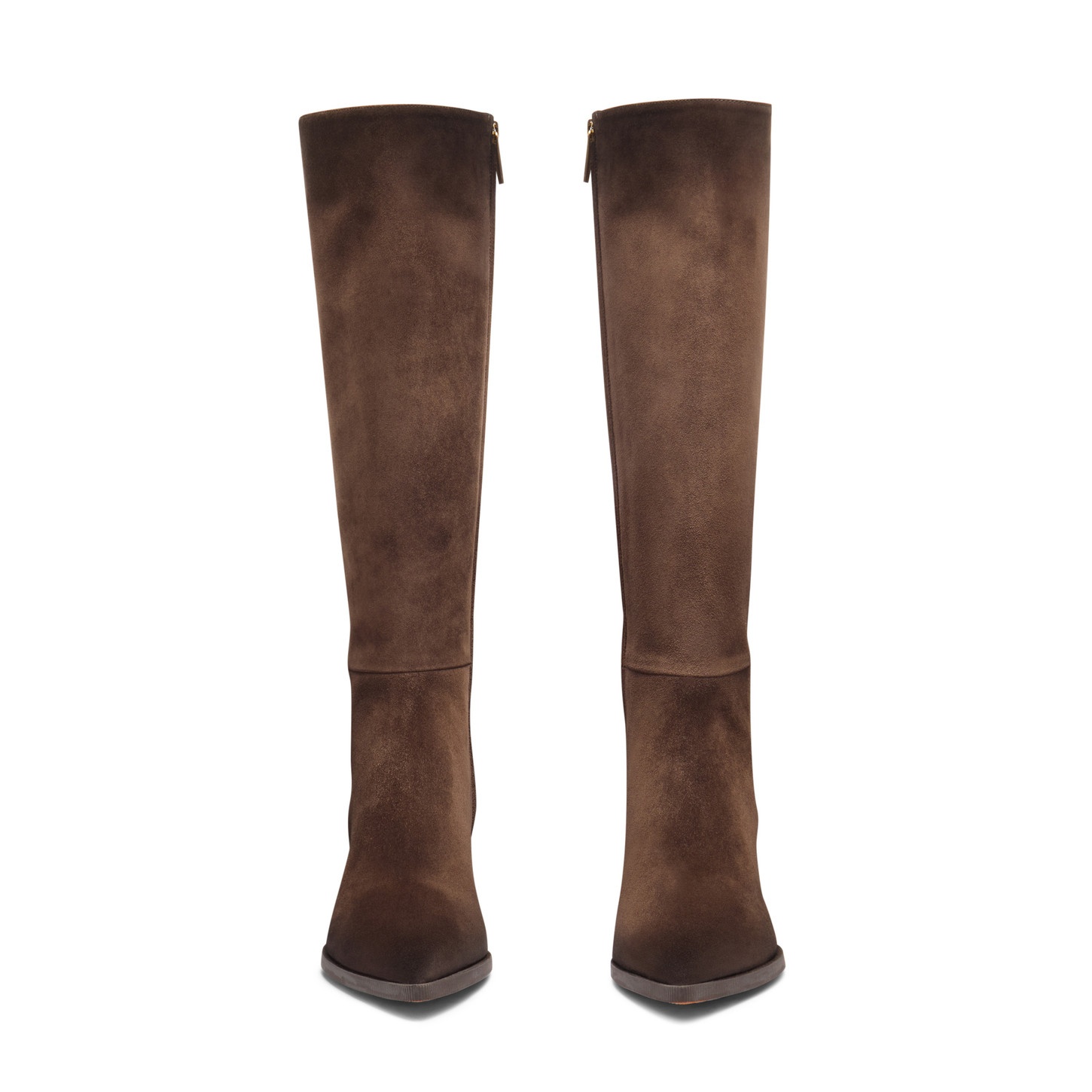 Women's dark brown suede mid-heel boot - 4