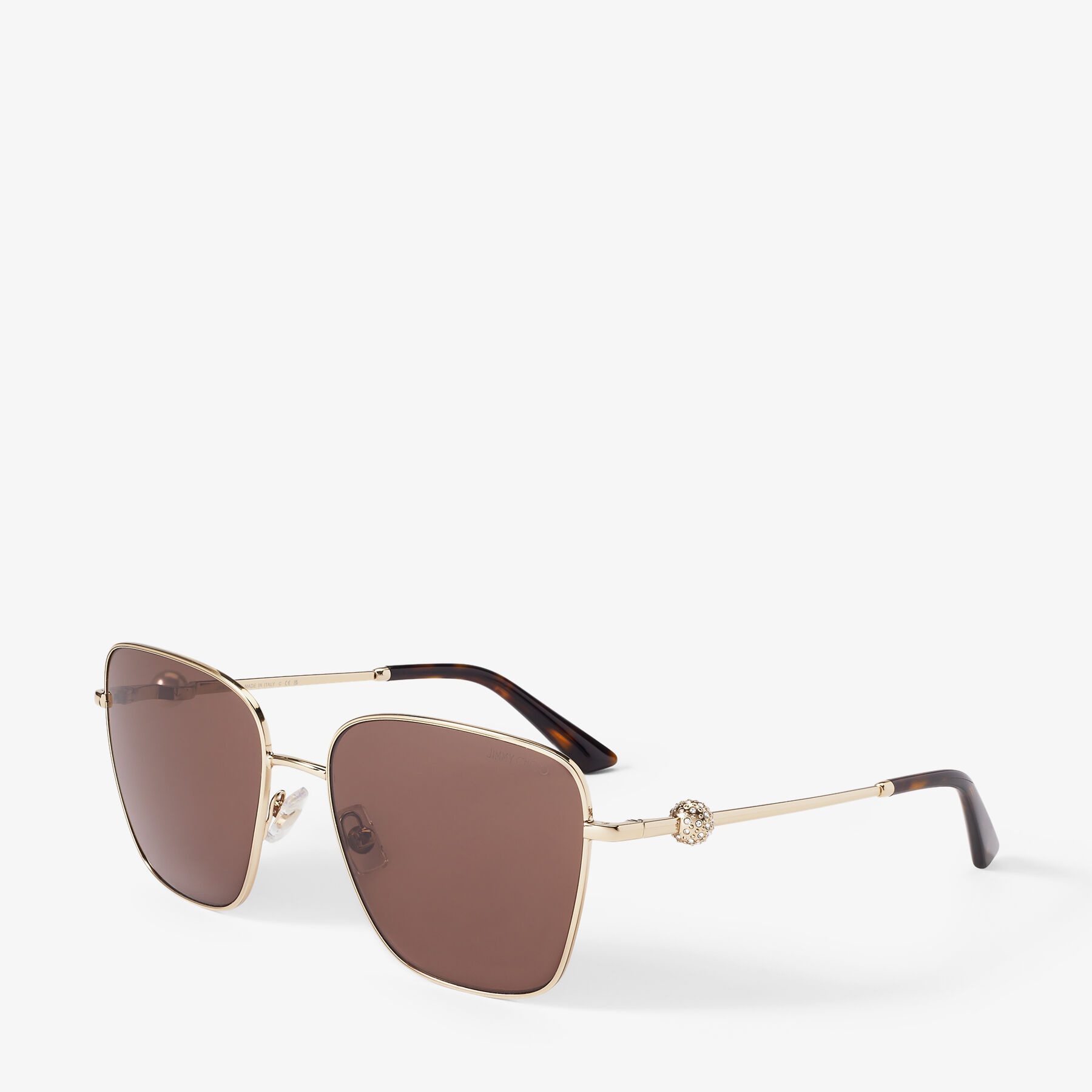 Pua
Pale Gold Square Sunglasses with Crystals - 3
