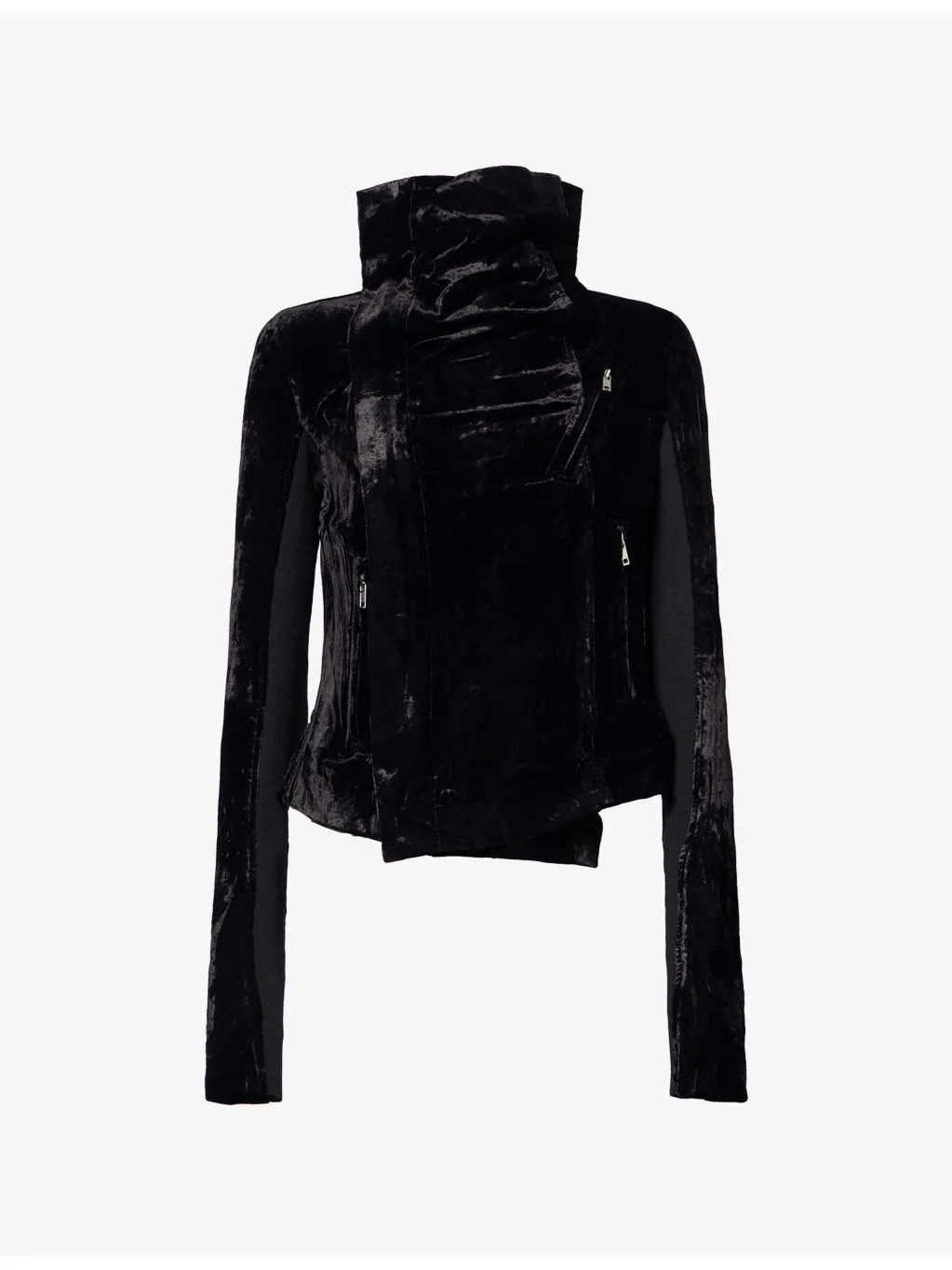 Biker High-Neck Velvet Jacket - 1