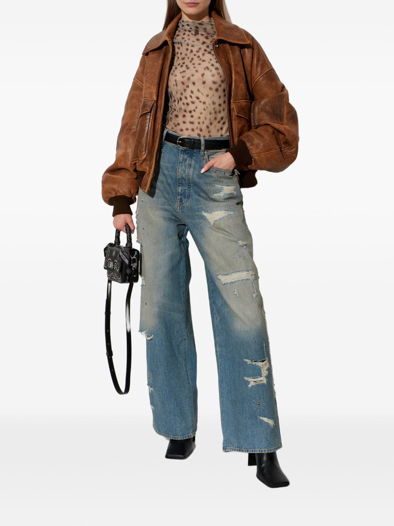 AMIRI pockets zip-up leather jacket outlook