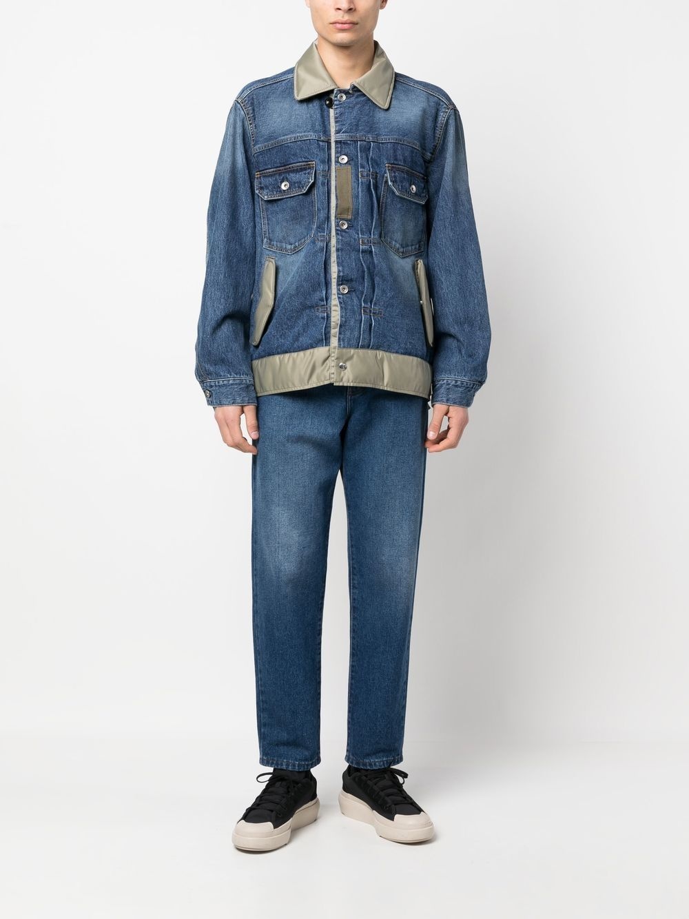 contrasting-collar denim jacket - 2