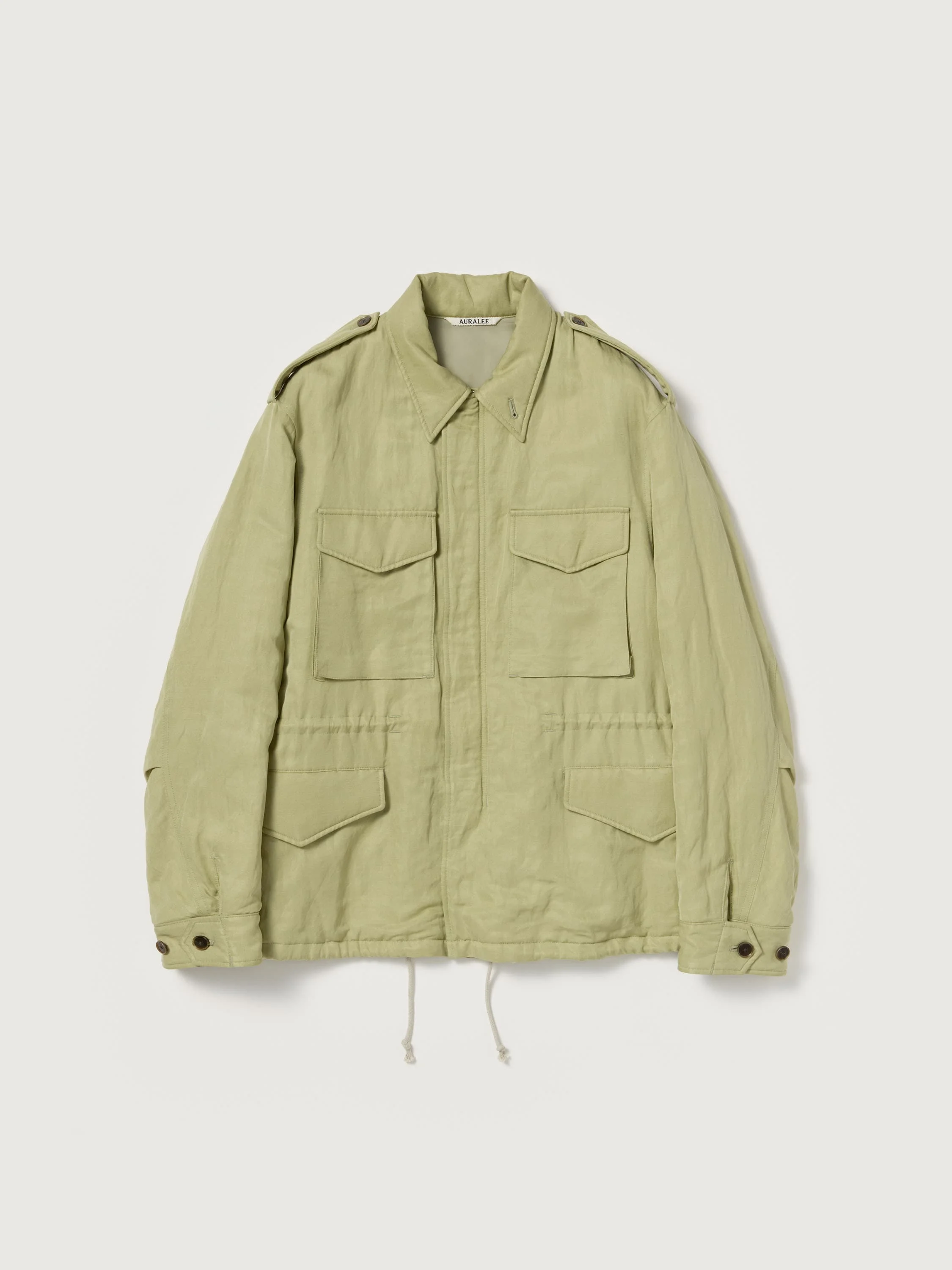 BRUSHED SILK LINEN SATIN PADDED MILITARY BLOUSON - 1
